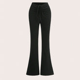 Stretch-Schlanke Schlaghose mit Kordelzug und niedriger Taille, Freizeithose